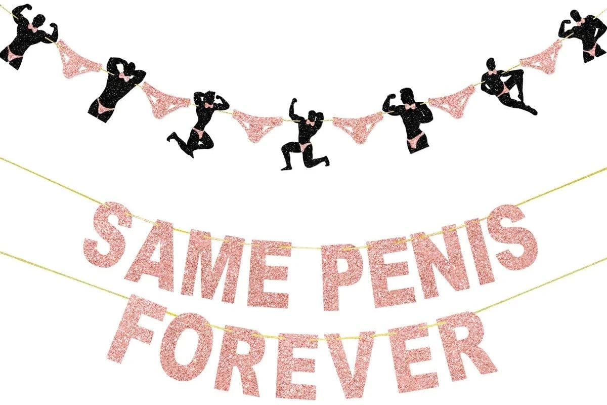 Bachelorette Party Same Penis Forever Banner Rose Gold Hen Party decoration Hen Night Bridal Shower Decor