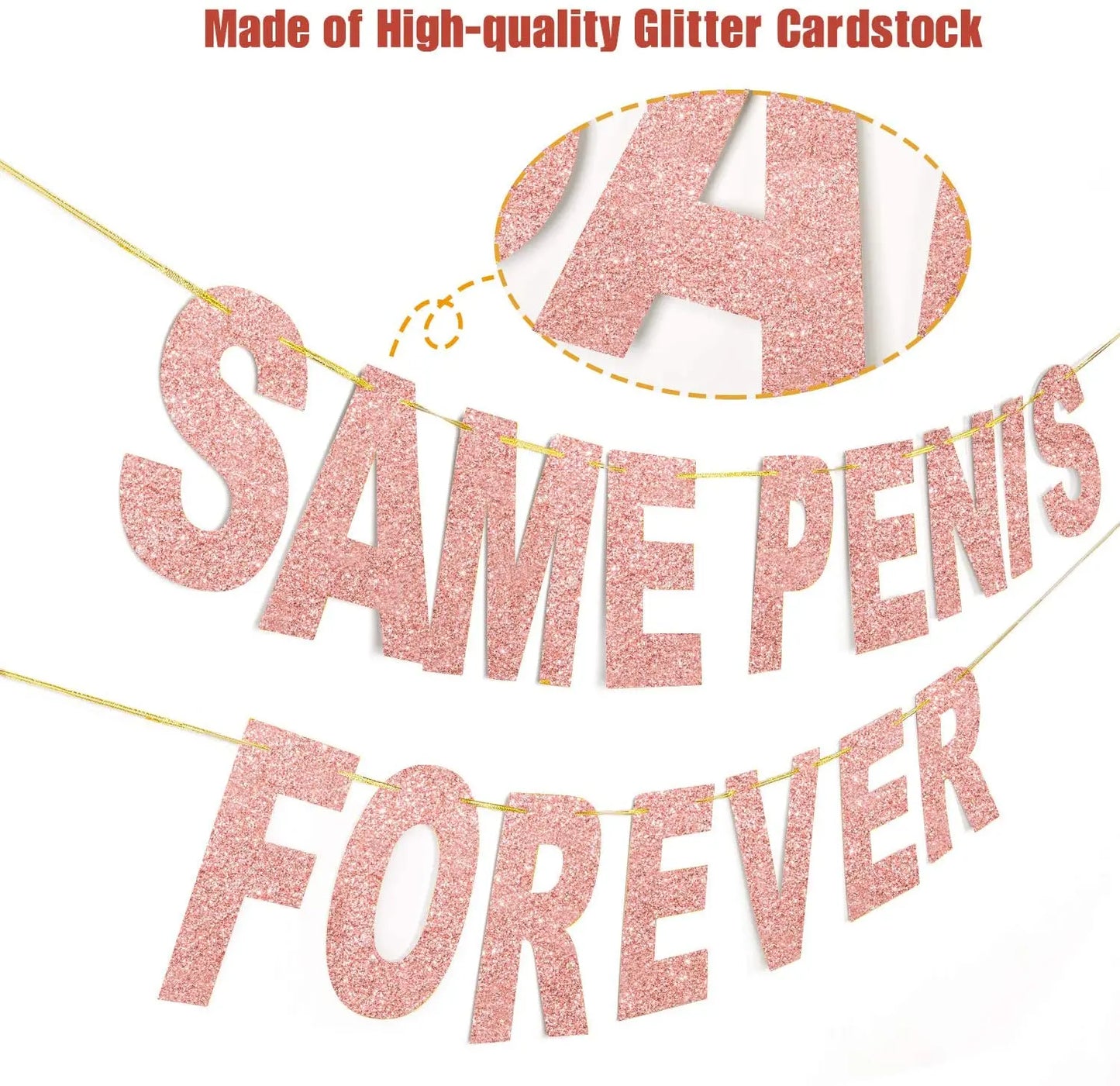 Bachelorette Party Same Penis Forever Banner Rose Gold Hen Party decoration Hen Night Bridal Shower Decor