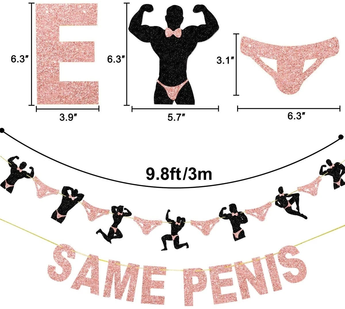 Bachelorette Party Same Penis Forever Banner Rose Gold Hen Party decoration Hen Night Bridal Shower Decor