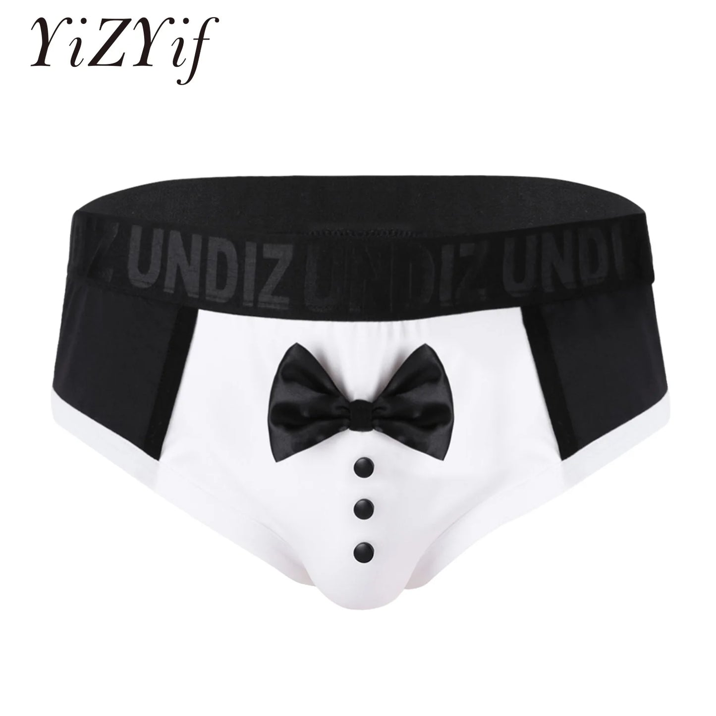 YiZYiF Sexy Gay Men's Soft Lingerie Cute Bow Tuxedo Briefs Jockstraps Underwear For Bachelor Fellowship Gentlemen's Party