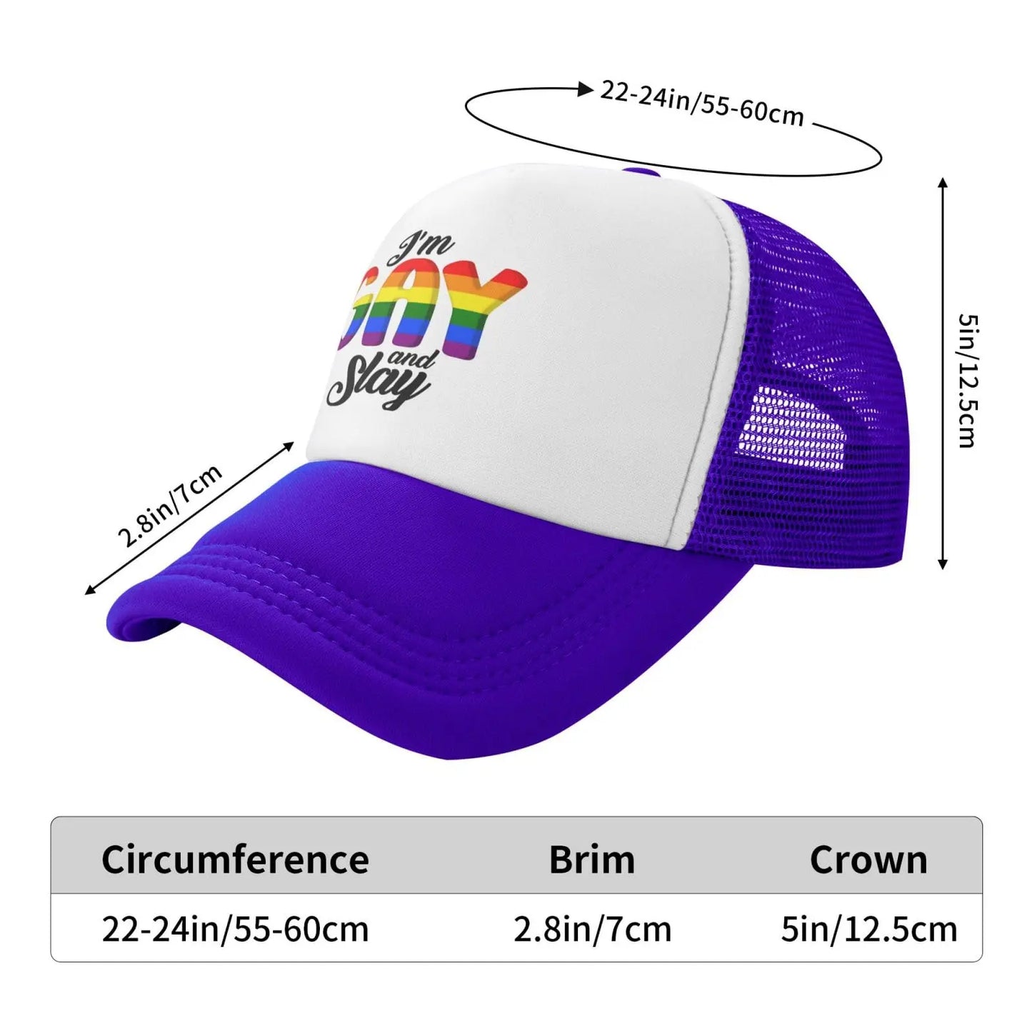 I'm Gay and Slays Mesh Hat Lgtbq Gay Pride Hat Men Women Baseball Cap Trucker Hats