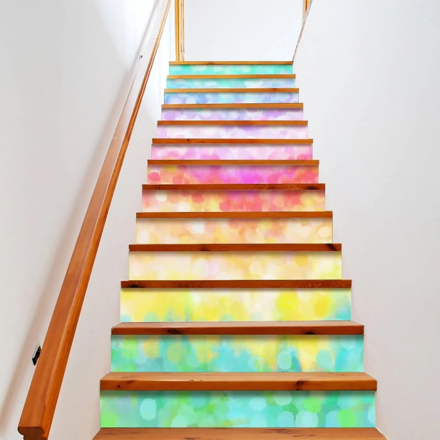 Shiny Rainbow Stair Stickers Pride Colored Self-Adhesive Staircase Riser Decals LGBT Themed Gay Lesbian Stairway Murals Decor