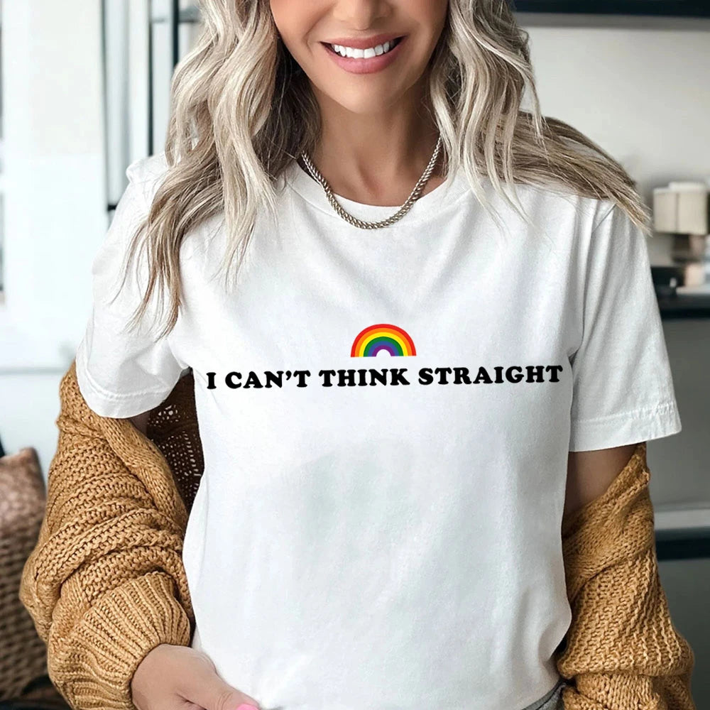 Untamed Womans/Mens Unisex Wear: I Can't Think Straight Rainbow T-Shirt