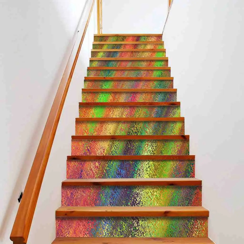 Shiny Rainbow Stair Stickers Pride Colored Self-Adhesive Staircase Riser Decals LGBT Themed Gay Lesbian Stairway Murals Decor