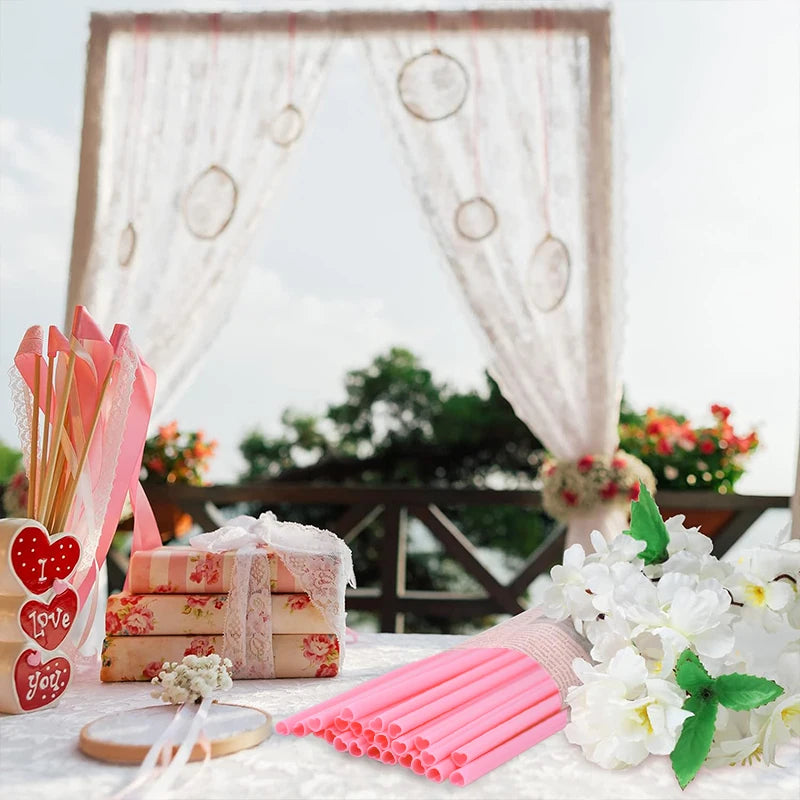 10/20pcs Pink Heart Disposable Drinking Straws Bridal Shower Wedding Birthday Supplies Bachelorette Party Valentines Day Gift