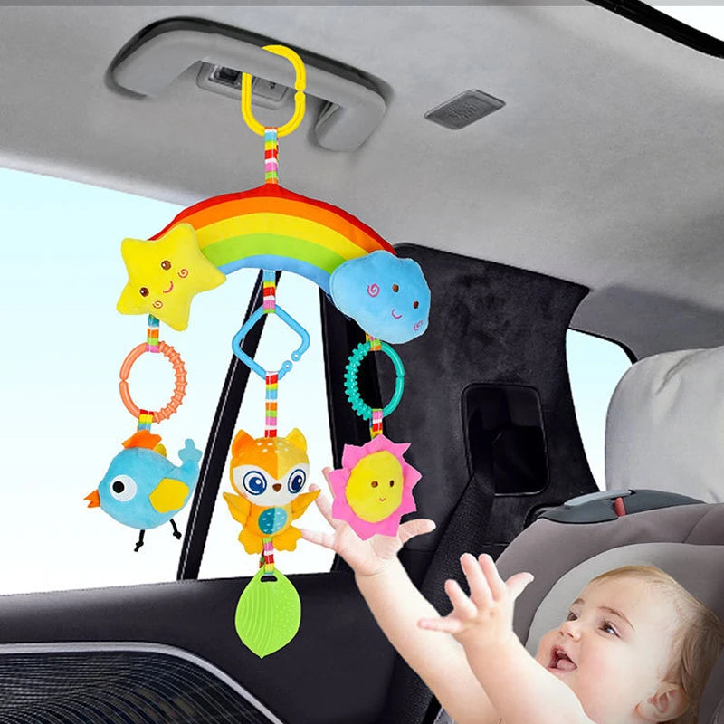 Untamed Pride Baby and Child Collection:0-12 Months Rainbow Activity Plush Animal Stroller Hanging Toy for Baby Car Seat, Crib, and Travel