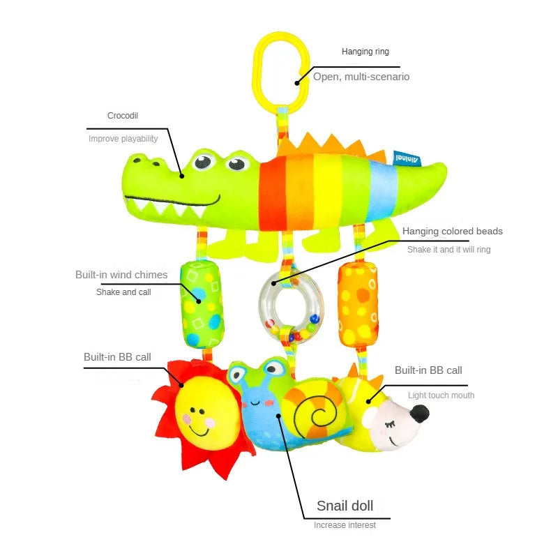 Untamed Pride Baby and Child Collection:0-12 Months Rainbow Activity Plush Animal Stroller Hanging Toy for Baby Car Seat, Crib, and Travel