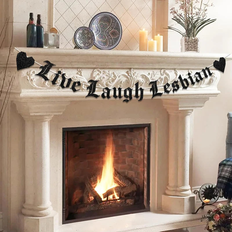 Bachelorette Party decorations,Live Laugh female banners, Gothic Old English emo Goth Pride LGBTQ party decorations supplies
